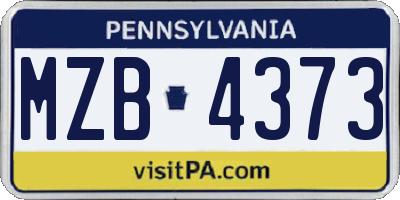 PA license plate MZB4373