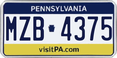 PA license plate MZB4375