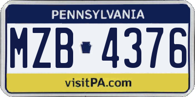 PA license plate MZB4376