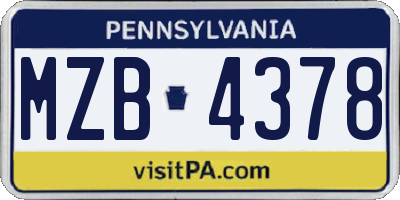 PA license plate MZB4378