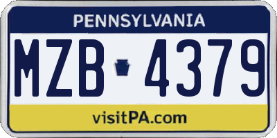 PA license plate MZB4379