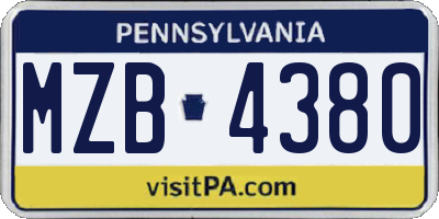 PA license plate MZB4380