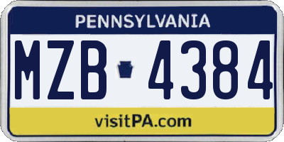 PA license plate MZB4384