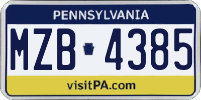 PA license plate MZB4385
