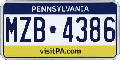 PA license plate MZB4386