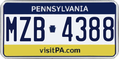 PA license plate MZB4388
