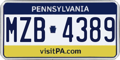 PA license plate MZB4389