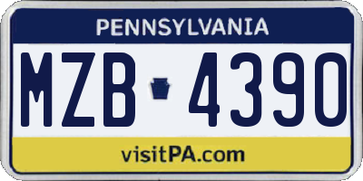 PA license plate MZB4390