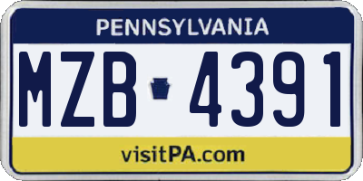PA license plate MZB4391