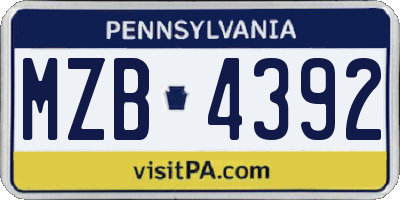 PA license plate MZB4392