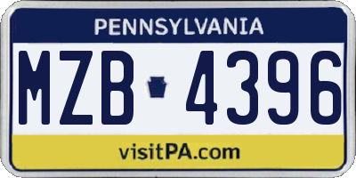 PA license plate MZB4396