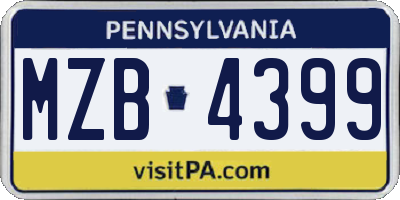 PA license plate MZB4399