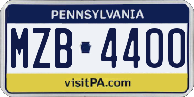 PA license plate MZB4400