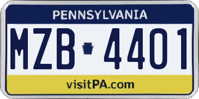 PA license plate MZB4401