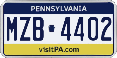 PA license plate MZB4402