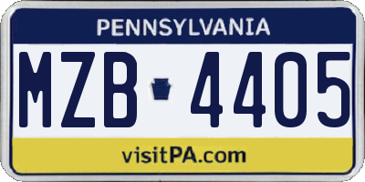 PA license plate MZB4405