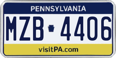 PA license plate MZB4406