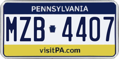 PA license plate MZB4407