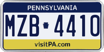 PA license plate MZB4410
