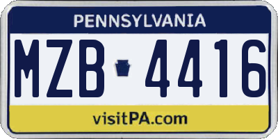 PA license plate MZB4416