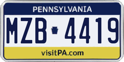 PA license plate MZB4419