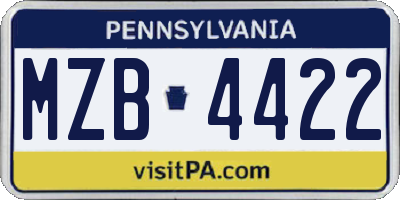 PA license plate MZB4422