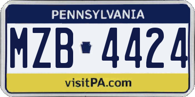 PA license plate MZB4424