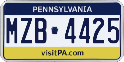 PA license plate MZB4425