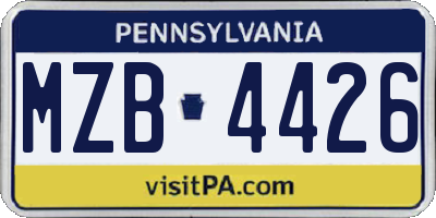 PA license plate MZB4426