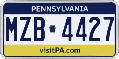 PA license plate MZB4427