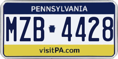 PA license plate MZB4428