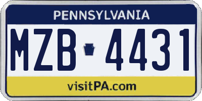 PA license plate MZB4431