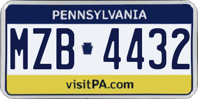 PA license plate MZB4432