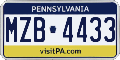 PA license plate MZB4433