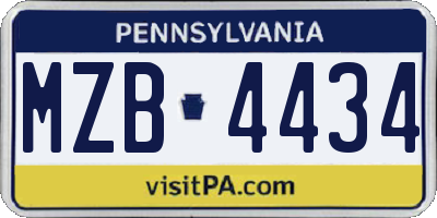 PA license plate MZB4434