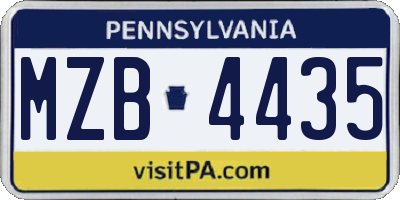 PA license plate MZB4435