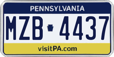 PA license plate MZB4437