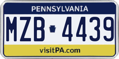 PA license plate MZB4439