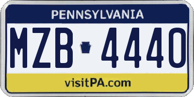 PA license plate MZB4440