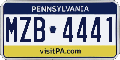 PA license plate MZB4441