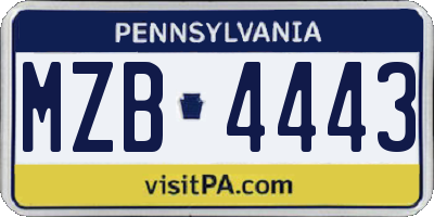 PA license plate MZB4443