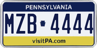 PA license plate MZB4444