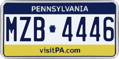 PA license plate MZB4446