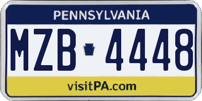 PA license plate MZB4448