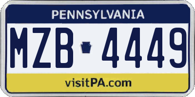PA license plate MZB4449