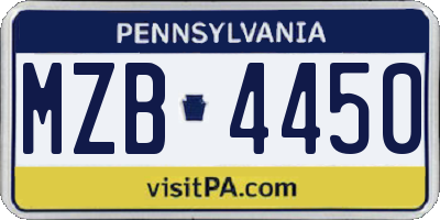PA license plate MZB4450
