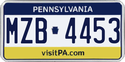 PA license plate MZB4453
