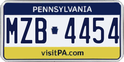 PA license plate MZB4454
