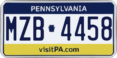 PA license plate MZB4458