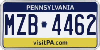 PA license plate MZB4462
